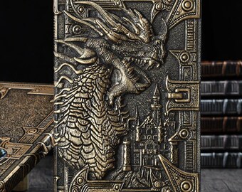Notebook with embossed cover, vintage writing journal, gift diary A5