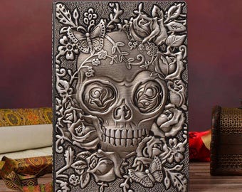 Notebook with embossed cover, vintage writing journal, gift diary A5