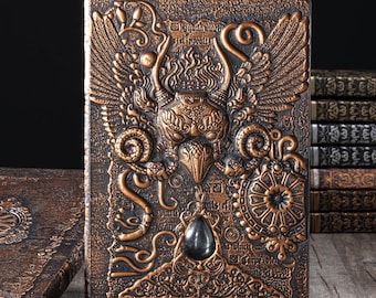 Notebook with embossed cover, vintage writing journal, gift diary A5