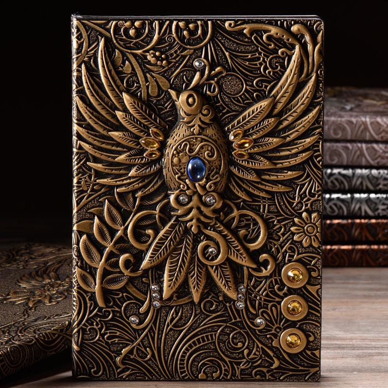 Notebook with embossed cover, vintage writing journal, gift diary A5