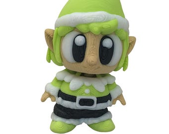 Santa’s Elf Helper | 3D Printed Christmas Elf Figurine | Cute Holiday Shelf Decor | Christmas Gift | Chibi Elf Collectible