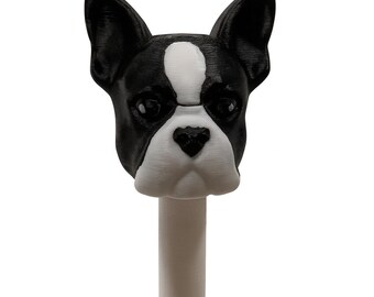Boston Terrier Straw Topper | 3D Printed Dog Straw Charm | Reusable Cup Accessory | Cute Pet Lover Gift | Fits Most Reusable Straws