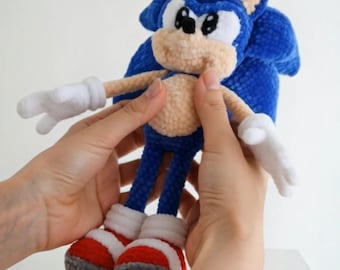 Sonic Hedgehog amigurumi-haakpatroon, knuffel pdf-zelfstudie (digitale download)