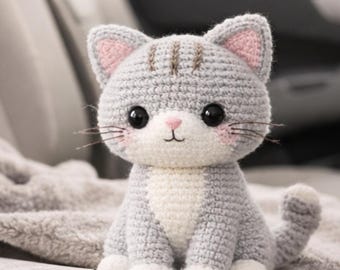 Handgemaakte gehaakte kattenpluche, zachte amigurumi kinderkamerdecoratie