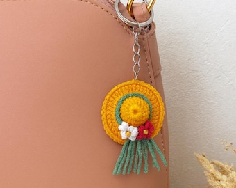 Crochet Summer Hat Keychain | Boho Bag Charm with Tassel crochet pattern VİDEO&PDF