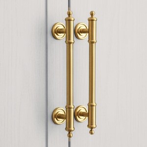 Brushed Brass Pulls and Knobs Set, 6 Inch Cabinet Pulls for Base Kitchen Drawers