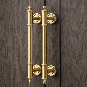 Brushed Brass Pulls and Knobs Set, Modern 128mm Cabinet Pulls for Powder Room Vanity