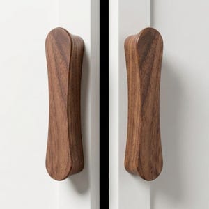 Walnut Pulls and Knobs Set, 96mm Bathroom Vanity Handles, Wood Cabinet Hardware