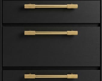 Tiradores y pomos de latón cepillado, modernos tiradores de 160 mm para cajones de cocina anchos.