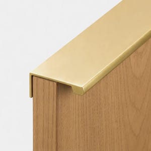 Brushed Brass Edge Pull Cabinet Hardware 80mm,  Modern Finger Edge Drawer Pulls Handle
