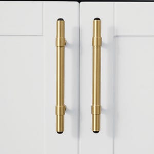 Brushed Brass Bar Pulls and Knobs Set, 96mm Modern Cabinet Pulls for Bathroom Vanity