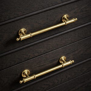 Polished Gold Pulls and Knobs Set, 96mm Modern Cabinet Pulls for Kitchen Cabinets