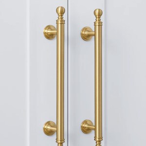 Juego de tiradores y pomos de latón cepillado, manijas de cajón de 10 pulgadas para cajones de cocina anchos