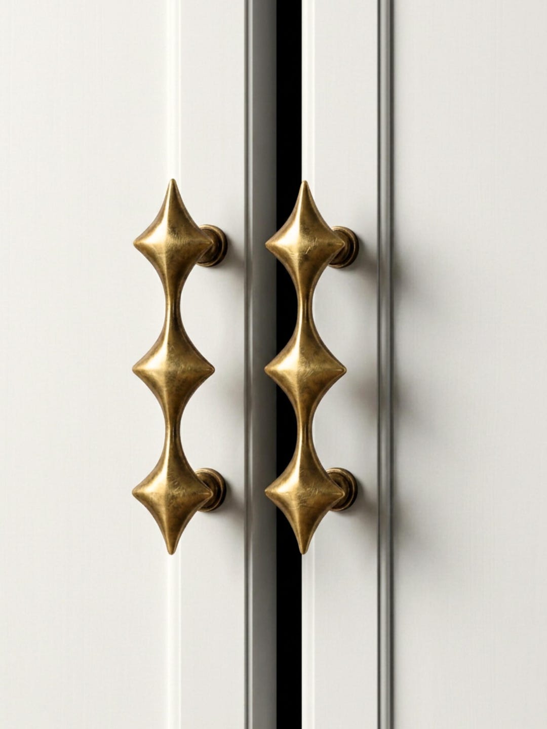 Antique Brass Pulls and Knobs Set, 3 Inch Modern Drawer Pull for ...