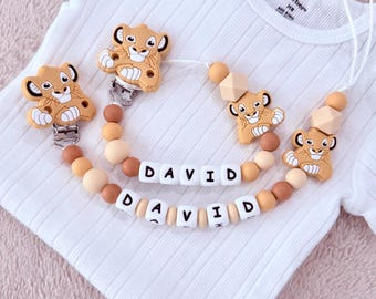 Custom Lion King Simba Pacifier Clip, Personalized Baby Shower Gift