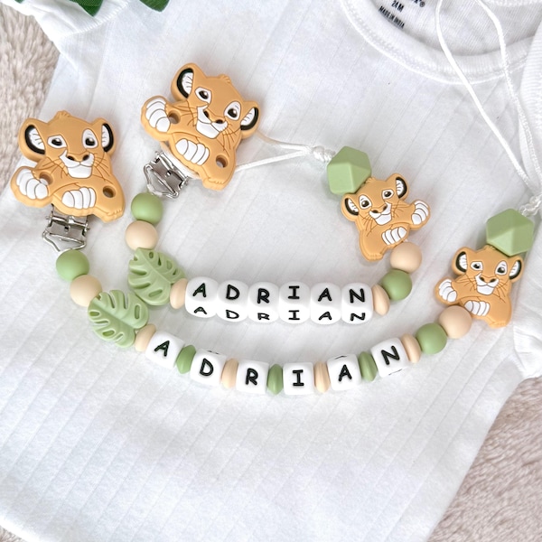 Clip para chupete personalizado León Simba, Ideas de regalo para cumpleaños de bebé