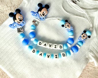 Personalized Pacifier Clip Mickey Mouse,Gift Ideas Newborn Birthday Baby