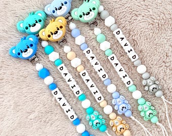 Personalized Pacifier Clip Bear,Custom Pacifier Holder,Newborn Baby Shower Gift