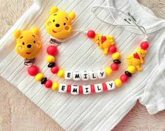 Custom Pacifier Clip Winnie-the-Pooh,Gift Ideas Birthday Baby Girl