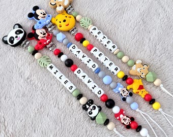 Personalized Pacifier Clip Disney Mickey Mouse Lion King Winnie-the-Pooh Panda,Custom Pacifier Holder