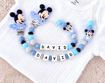 Personalized Pacifier Clip Mickey Mouse,Custom Pacifier Holder Disney,Newborn Baby Shower Gift