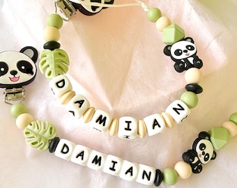 Personalized Panda Pacifier clip-Newborn Baby Boy gift