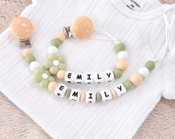 Pacifier Clip Personalized Daisy Flower,Gift Ideas Newborn Birthday Baby Girl