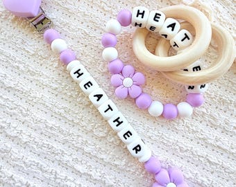 Pacifier clip Personalized ,Gift ideas Newborn Birthday Baby Girl