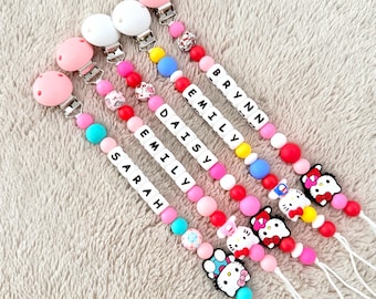 Personalized Pacifier Clip Hello Kitty,Custom Pacifier Holder Sanrio,Newborn Baby Shower Gift