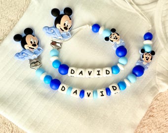 Personalized Pacifier Clip Mickey Mouse,Gift Ideas Newborn Birthday Baby