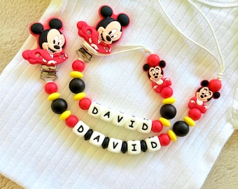 Personalized Pacifier Clip Mickey Mouse,Gift Ideas Newborn Birthday Baby