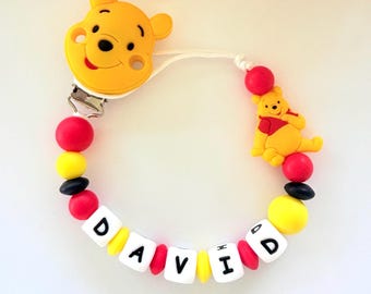 Pacifier Clip Winnie-the-Pooh Personalized ,Gift Ideas Birthday Baby