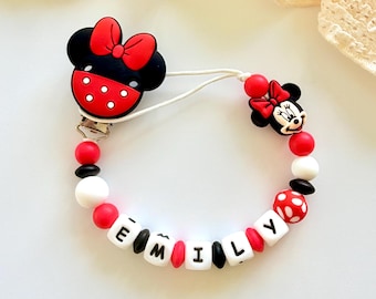Pacifier Clip Disney Minnie Mouse Personalized ,Gift Ideas Newborn Birthday Baby