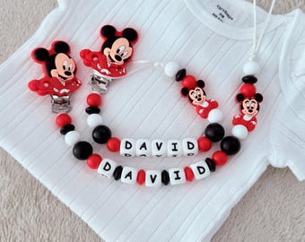 Personalized Pacifier Clip Mickey Mouse,Custom Pacifier Holder Disney,Newborn Baby Shower Gift