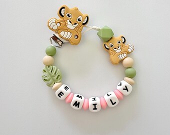 Pacifier Clip Lion Simba Personalized ,Gift Ideas Birthday Baby Girl