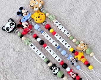 Personalized Pacifier Clip Disney Mickey Mouse Lion King Winnie-the-Pooh Panda,Custom Pacifier Holder