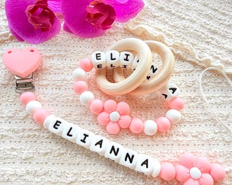 パーソナライズされたおしゃぶりクリップ、新生児の誕生日のベビーギフト