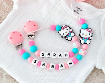 Personalized Pacifier Clip Hello Kitty,Custom Pacifier Holder Sanrio,Newborn Baby Shower Gift