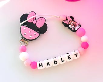 Pacifier clip Disney Minnie Mouse personalized,Newborn gift baby girl