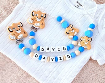 Personalized Pacifier Clip Lion Simba,Custom Dummy Clip,Birthday,Baby Shower Gift