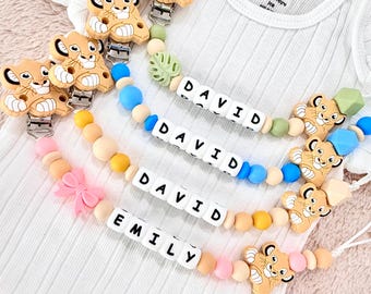 Personalized Pacifier Clip Lion Simba,Custom Dummy Clip,Newborn Baby Shower Gift