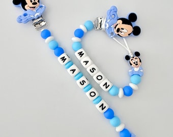 Personalized Pacifier Clip Mickey Mouse,Gift Ideas Newborn Birthday Baby