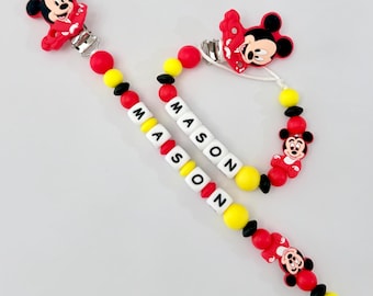 Personalized Pacifier Clip Mickey Mouse,Gift Ideas Newborn Birthday Baby