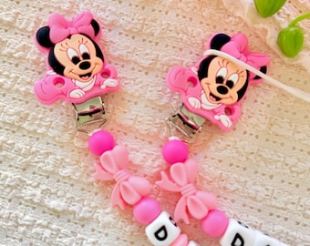 Minnie Mouse Personalized Pacifier Holder, Pacifier Clip,Baby Girl Gift