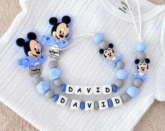 Personlized Pacifier Clip Mickey Mouse,Custom Pacifier Holder,Newborn Baby Shower Gift