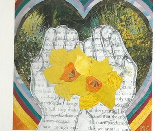 Impresión de collage de bellas artes de narcisos 8.5 "x 11"