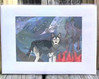 Wolf Fine Art Card Collage Print 5"x7"