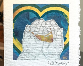 Nantucket Island Art Card child’s hands Collage Print 5x7