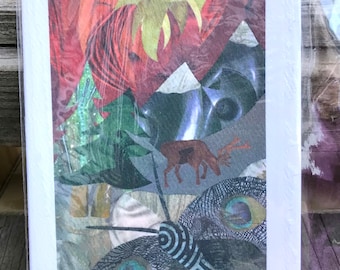 Kariboe Rendier Moth Fine Art Card Collage Print 5x7 "3.5x5"