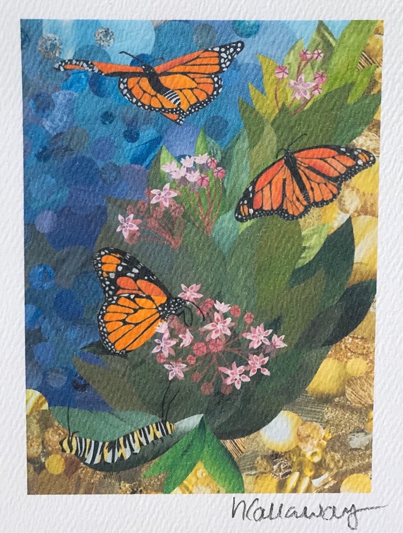 Butterfly Monarchs Fine Art Card Collage Print 5x7 image 3